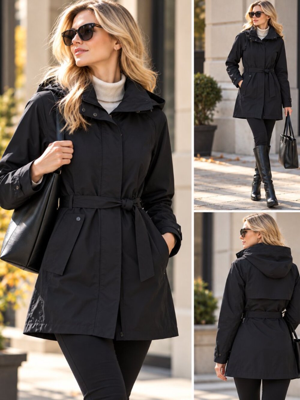 The North Face Women's Belted Trench Coat | Waterproof Hooded Rain Trench